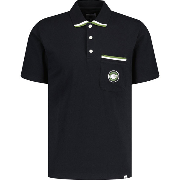 Pretty Green Mens Live Forever Mod Pocket Polo Shirt in Black