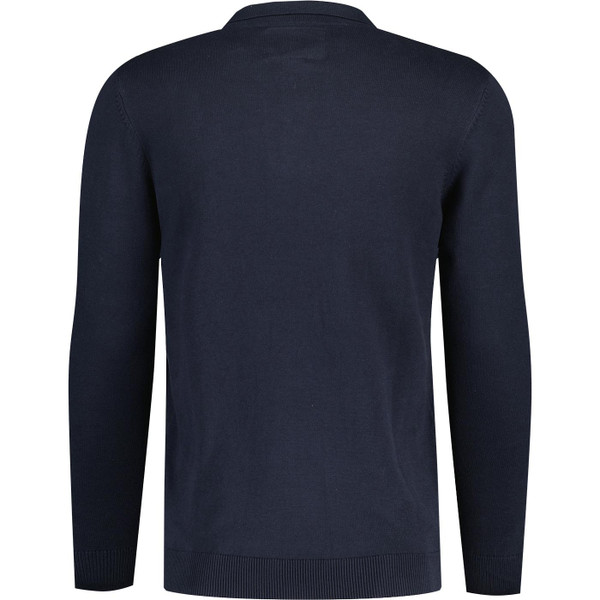 lambretta mens long sleeve vintage vertical panels polo top navy blue