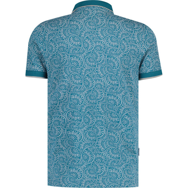lambretta mens retro paisley pattern tonal tipped polo tshirt gulf coast green