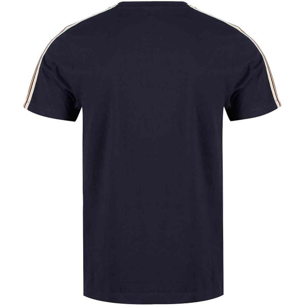Luke Milko Pecker Tape Panelled Retro T-shirt in Dark Navy