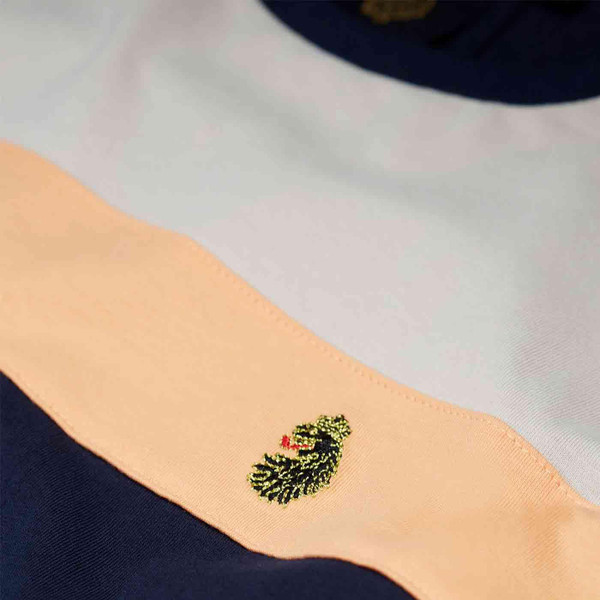 Luke Milko Pecker Tape Panelled Indie T-shirt in Dark Navy