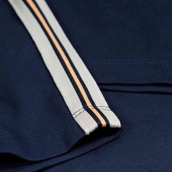 Luke Milko Pecker Tape Panelled Retro 90s T-shirt in Dark Navy