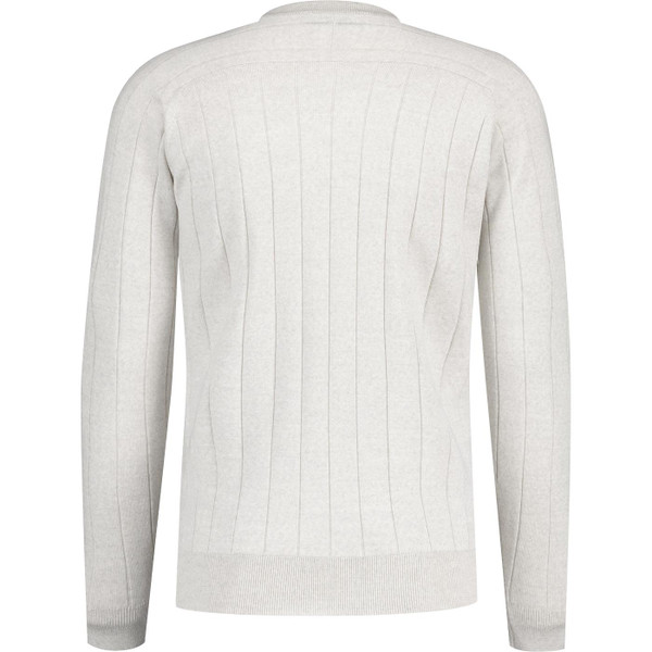 John Smedley Mens Kane Retro Ribbed Merino Wool Jumper in Grey Fleece