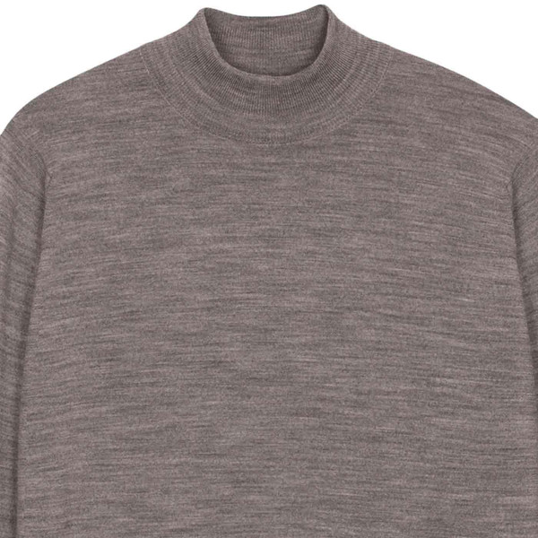 John Smedley Harcourt Mock Turtleneck Jumper in Mushroom