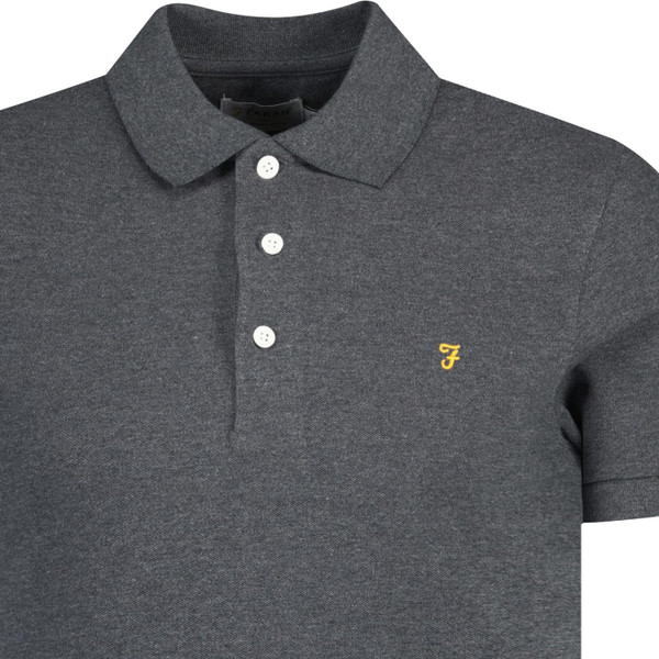 farah vintage mens blanes classic mod plain colour pique polo tshirt grey marl