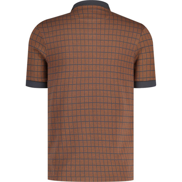 farah mens rutland retro check polo tshirt charcoal brown
