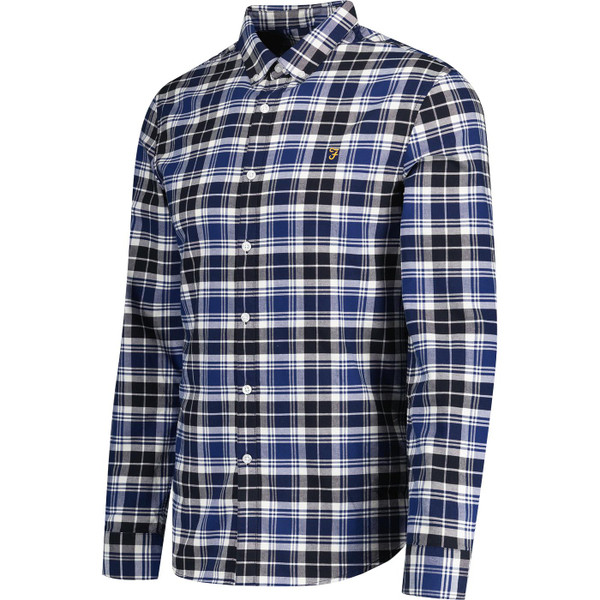 farah vintage mens brewer mod slim fit check oxford long sleeve shirt blue