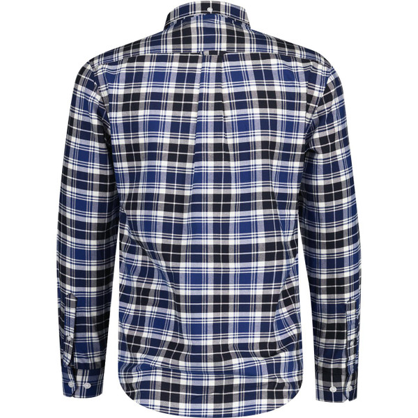 farah vintage mens brewer mod slim fit check oxford long sleeve shirt blue