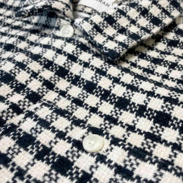 Farah Thawley Retro 70s Textured Cotton Check Overshirt in True Navy