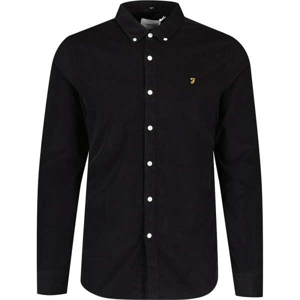 farah vintage mens fontella mod button down fine cord long sleeve shirt black