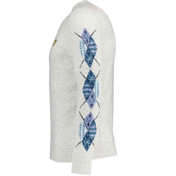 Lyle & Scott Argyle Sleeve Jumper in Light Grey Marl