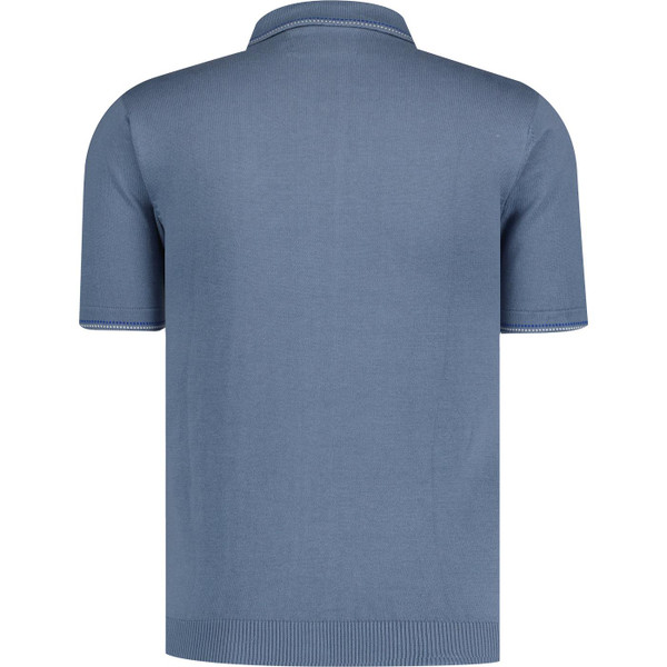 Madcap England Mens Crawdaddy Retro 60s Mod Micro Dash Knit Polo Cardigan in Flintstone