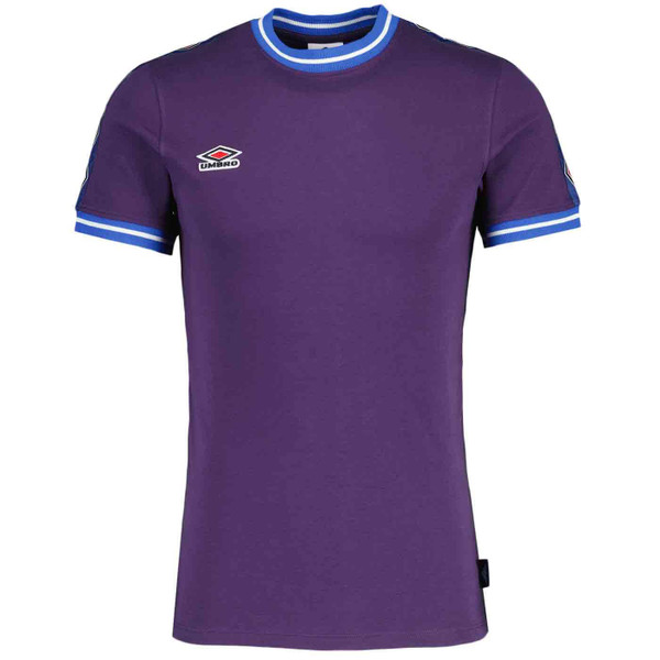 Umbro Centenary Infilled Logo Tape Sleeve Tee in Purple Velvet 
