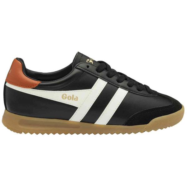 Gola Classics Torpedo Retro Leather Trainers in Black/Off White/Moody Orange CMB622BW
