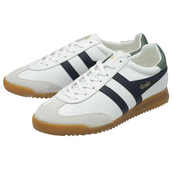 Gola Classics Torpedo Leather Retro 80s Trainers in White/Navy/Sage CMB622AN