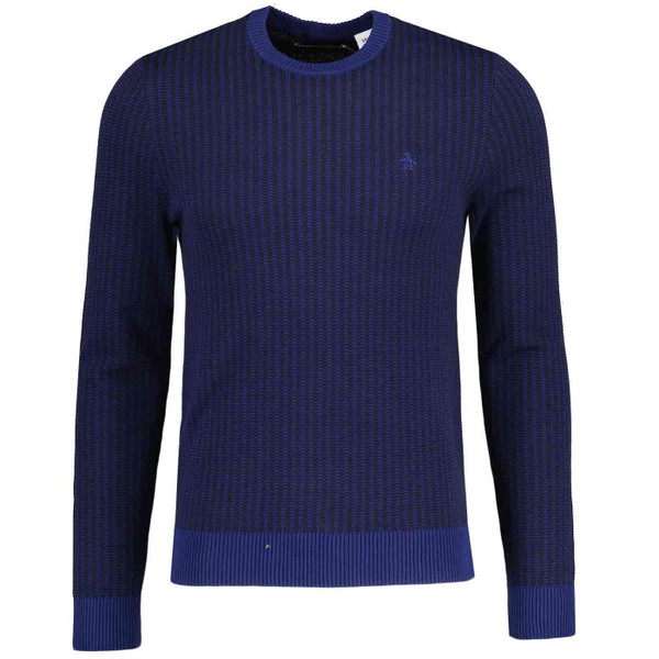 Original Penguin Textured Jacquard Stripe Pullover in Medieval Blue