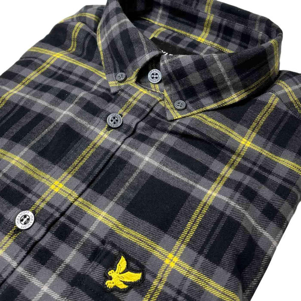 Lyle and Scott Retro Check Flannel Shirt in Jet Black