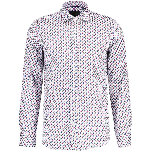 Guide London 60s Mod Abacus Print Smart Shirt in White