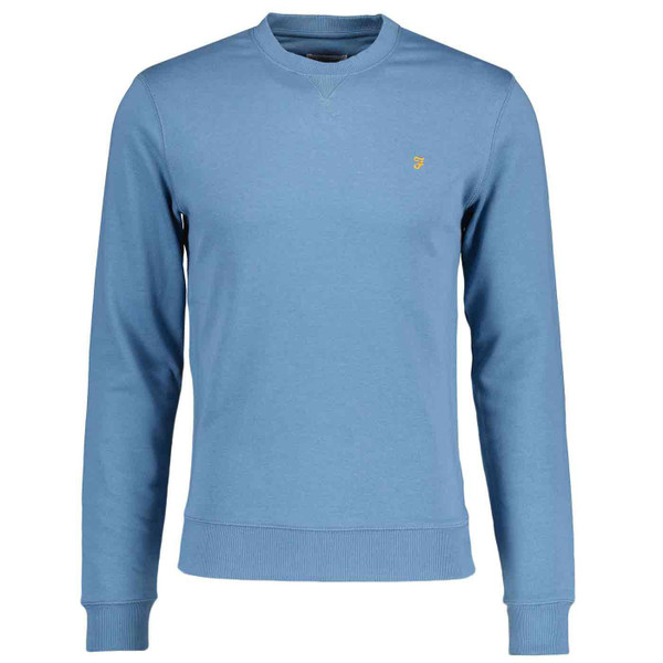 Farah Tim Retro Crew Neck Sweatshirt in Para Blue