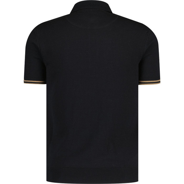 trojan records clothing mens vertical stripes front panel knitted mod polo tshirt brown