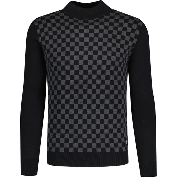 trojan records clothing mens chequerboard panel mod turtleneck jumper black