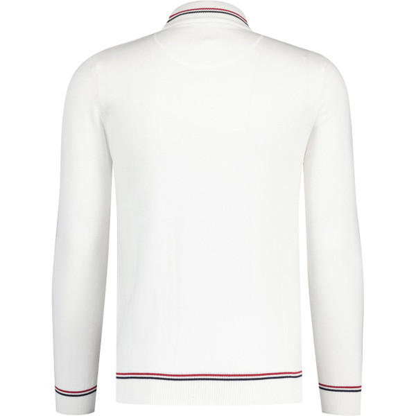 trojan records clothing mens basket weave mod tipped turtleneck jumper ecru