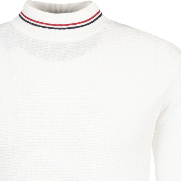 trojan records clothing mens basket weave mod tipped turtleneck jumper ecru