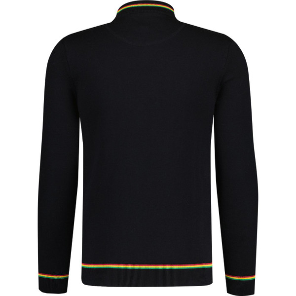trojan records clothing mens basket weave mod tipped turtleneck jumper black