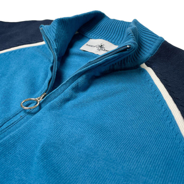 Madcap England Fuller Men's Knitted Track Top in Celestial Blue