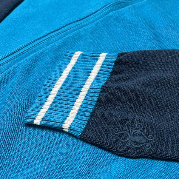 Madcap England Fuller Men's Mod Knitted Track Top in Celestial Blue MC1095