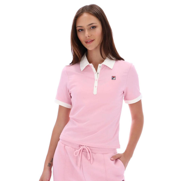 Fila Vintage Women's Harlo Retro Fitted Iconic Polo Shirt in Pink