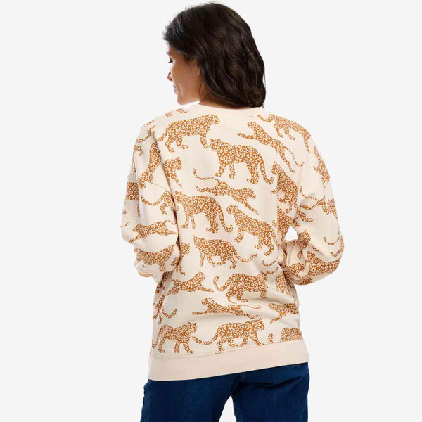 Sugarhill Eadie Relaxed Fit Retro 1980s Leopard Print Sweatshirt in Cream SW0165