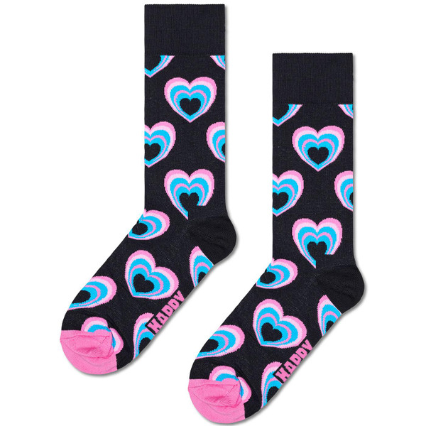 Happy Socks Retro Heart in Hearts Socks in Black/Pink