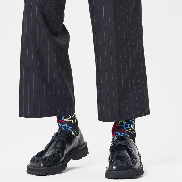 Happy Socks Retro Mega Stars Socks in Black and Multicolour 