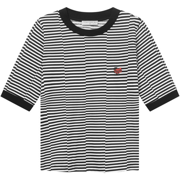Mademoiselle Yeye Daily Solution Retro 60s Fox T-Shirt in Black/White G42227