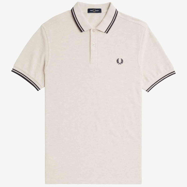 Fred Perry Twin Tipped Polo Shirt in Porridge Marl and Anchor Grey M3600 W50