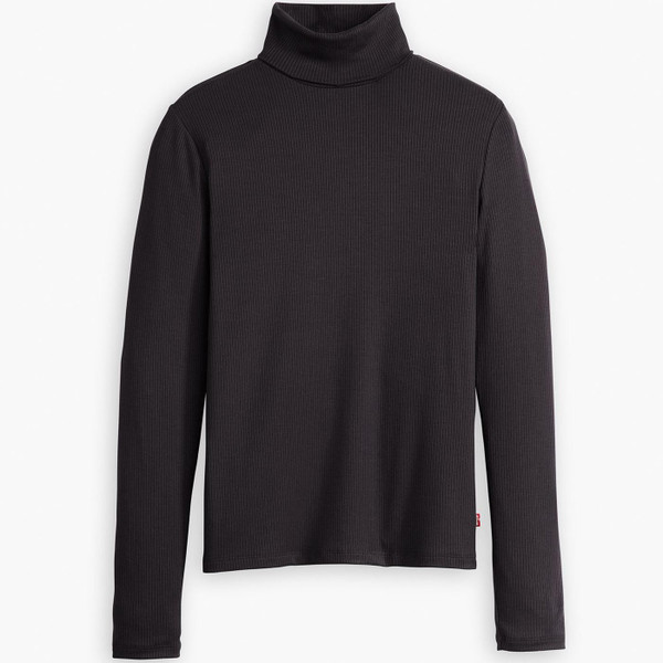 levis womens dreamy retro ribbed fitted turtleneck long sleeve top caviar black