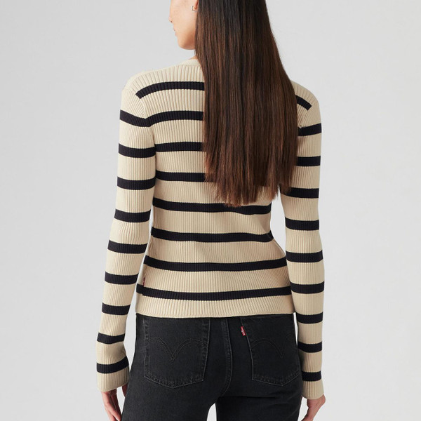 levis womens slim fit tulip redwood stripe ribbed cardigan cream black