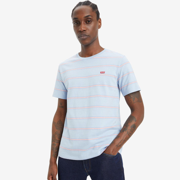 levis mens original housemark seaside stripe crew neck tshirt light blue
