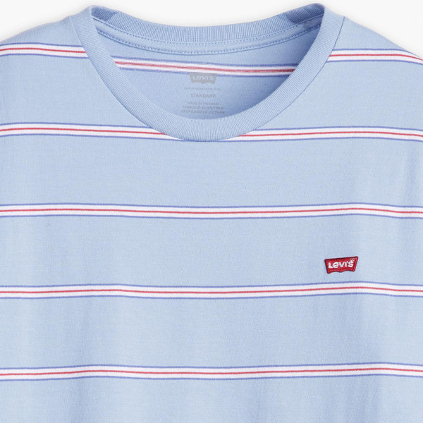 levis mens original housemark seaside stripe crew neck tshirt light blue