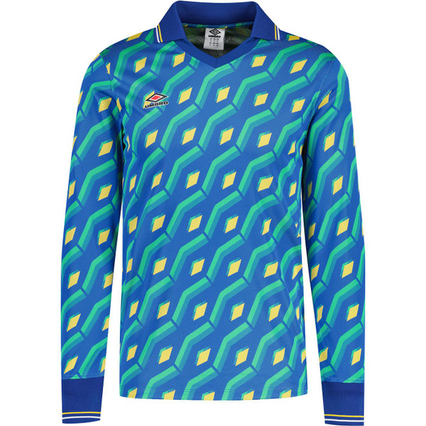 umbro mens jacquard diamond gradient pattern long sleeve v neck jersey top limoges blue