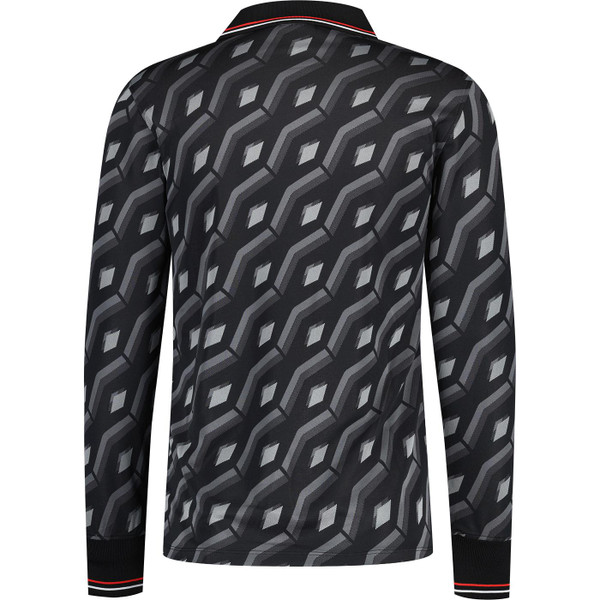 umbro mens jacquard diamond gradient pattern long sleeve v neck jersey top black grey