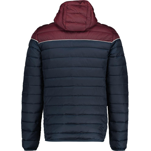 ellesse mens lombardy padded hooded zip jacket navy burgundy