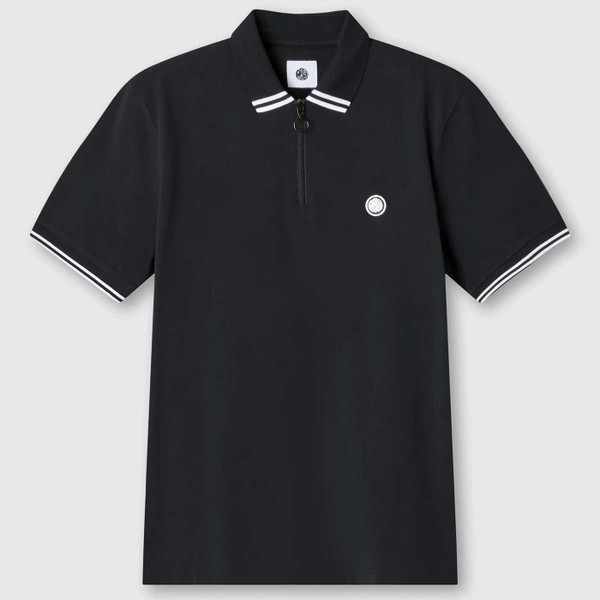 Pretty Green Mountfield Zip Polo Top in Black G24Q3MUPOL409