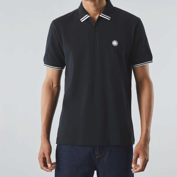 Pretty Green Mountfield Mod Zip Polo Top in Black G24Q3MUPOL409