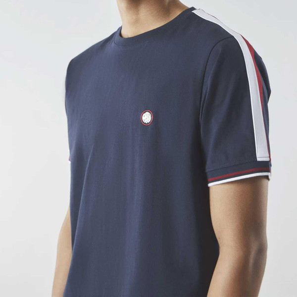 Tilby Taped Sleeve Retro 70s T-shirt in Navy by Pretty Green G24Q3MUJER417