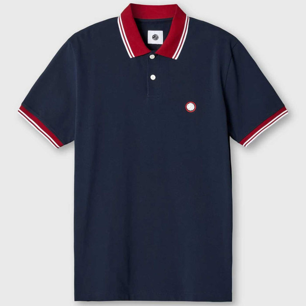 Tilby Contrast Collar Polo Shirt in Navy by Pretty Green G24Q3MUPOL415 