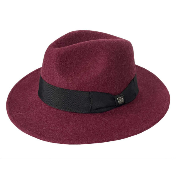Failsworth Boston Waterproof Wool Felt Retro Fedora Hat in Merlot