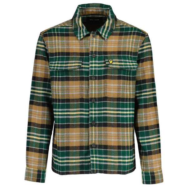 Lyle And Scott Retro Check Flannel Overshirt in Argyle Teal and Heritage Taupe LW2104V