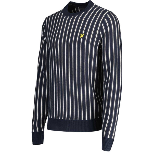 Lyle And Scott Retro Vertical Stripe Crew Neck Jumper in Dark Navy KN2101V